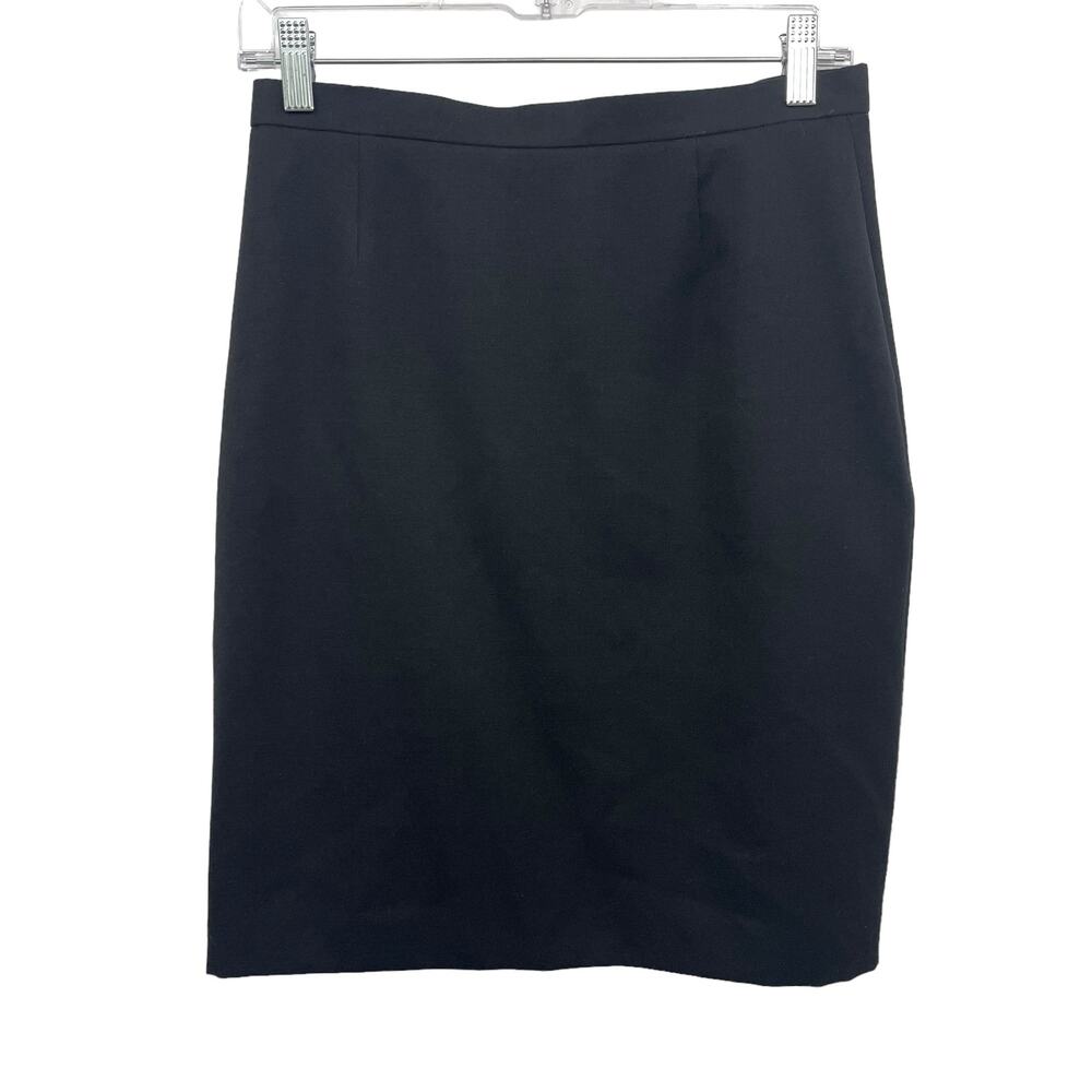 J Crew Size 8 Pencil Skirt Black Wool Back Zip